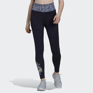 adidas Black Leggings with Blue Pattern